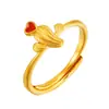 Imitação 3D Hard Gold Enamel Cactus Opening Imitação de Anel de Ouro Anel de Ouro Feminino Banhado a Cobre 24k Vietnam Sand Gold