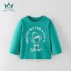 Camiseta Infantil Manga Longa Gola Redonda Menino Algodão Puro Roupa de Baixo Primavera e Outono Roupa Infantil Roupa Infantil Europeia e Americana Top