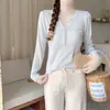 Nueva camiseta de punto para mujer de otoño, ajuste slim, cuello semiabierto, manga larga, talla única gris