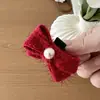 Año Nuevo Rojo Brillante Seda Festival de Primavera Versátil Adorno para el Cabello de Perla con Lazo Accesorios para el Cabello Clip para el Cabello Infantil Chino