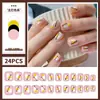 Uñas Almendradas Portátiles, Uñas Largas Estilo Europeo y Americano, Estilo Dulce y Fresco, Arte de Uñas con Pedrería Estrella Cruzada Blanco y Negro, Puntas de Uñas Postizas, Pegatinas para Uñas