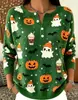 2026 Nuevo Suéter Falso Transfronterizo de Halloween con Estampado de Calabaza Top para Mujer con Botones Casual Amazon Otoño/Invierno
