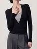 Venta al por mayor Transfronterizo Ropa de Mujer Artículo Popular 2026 Nuevo Estilo Estilo Elegante Solapa Cuello en V Cruzado Corte Ajustado Manga Larga Top de Punto