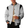 Jaqueta Bomber de Fleece com Forro, Gola Alta, Patchwork, Estilo High Street, Esportiva Casual, Best-Seller na Amazon Europeia e Americana, para Homens