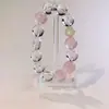 Pulseira de Cristal Rosa de Madagascar, Cristal Branco Brasileiro, Cristal Lua Branca - Contas Grandes Colecionáveis de Alta Qualidade