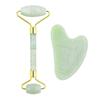 Fábrica de Origen Rodillo de Jade de Cuarzo Rosa Set de Masaje Tabla de Raspado de Jade Rodillo de Doble Cabezal Palo de Masaje Facial