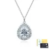Elegante colar com pingente de moissanita em forma de gota d'água, corrente para clavícula S925 de prata multicamadas com pedra brilhante encapsulada