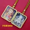 Tangka de Oro Semi-Pintado a Mano Montaña Jiuhua Bodhisattva Ksitigarbha Santo Patrón Colgante de Tangka Collar de Buda Portátil Venta al por Mayor
