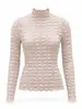 Miyake Estilo Intelectual Suave Top Base Plissado Bolha 3D Feminino Outono Gola Meia-Alta Manga Longa Elástico Temperamento Camisa Pequena