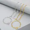 Pulseira de aço inoxidável com fecho de corrente em O, estilo unissex, corrente quadrada de 5/7 mm, colar com fecho em O em formato de coração