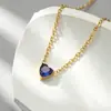 Collar Colgante Corazón de Acero de Titanio con Circonita Cúbica de Colores Cadena Clavicular de 12 Piedras de Nacimiento para Mujer