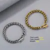 Corrente Masculina de Aço Inoxidável Tendência Transfronteiriça com Fecho Tipo Clasp O, Borda Oca Cortada, Corrente O, Corrente Cesta de Flores, Joia Hip-Hop
