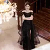 Nuevo Vestido Negro de Noche 2026 para Mujer, Elegante Vestido Largo de Banquete Sin Tirantes para Anfitriona, Vestido Estilo Socialité Adelgazante y Elegante