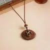 Collar de Cuerda de Cuero Resina Madera Forma de Gota de Agua Estilo Bohemio Cadena para Suéter Lujo Ligero Sensación de Alta Gama para Mujeres