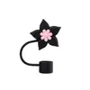 Tapa de Silicona de Grado Alimenticio para Popote Transfronteriza con Diseño de Estrella de Cinco Puntas y Flor, Adecuada para Popotes Stanley, Juego de Tapas de Enchufe a Prueba de Fugas 10mm