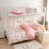 Juego de cuatro piezas de ropa de cama de algodón puro Clase A, todo algodón, seguro para bebés, sábana bajera y funda de edredón de gasa de doble capa, juego de tres piezas para una persona, dormitorio de estudiante 3