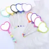 Novo Espelho de Coração Multicolorido DIY Quente para Venda Transfronteiriça Espelho de Maquiagem com Contas Espelho de Mão Portátil para Mulheres Pronto para Venda