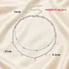 Joyería Transfronteriza Europea y Americana, Collar Colgante Sencillo de Pedrería Transparente para Mujer, Moderno Collar de Cadena Doble con Cuentas
