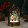 Casa de Paja Navideña Transfronteriza Lámpara de Viento Pequeña Rellena de Agua Iluminación LED Adornos de Escritorio Adornos Navideños Adornos Festivos