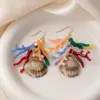 Pendientes Estilo Vacaciones de Verano Viento Dopamina Pendientes Largos Creativos de Concha de Coral Pendientes Dulces Exagerados Distintivos para Mujer