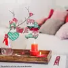 16 de Madera Romántico Día de San Valentín Rojo Verde Puntos Cuadros Tema de Amor Fiesta Fiesta Árbol Festivo Colgante