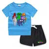 2023 Verão Infantil Gola Redonda Camiseta Calças Quentes Coreano Casual Base Camisa Suor-absorvente Doce Conjunto de Camiseta Infantil