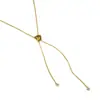 Diseño de Nicho Japonés y Coreano Exquisito Minimalista Forma Irregular de Flor Cadena Ajustable Deslizante Borla de Pedrería Collar Personalizado Cadena en Forma de Y