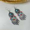 Pendientes de Borlas Bohemios Transfronterizos con Estilo Nacional, Turquesa, Turismo de Yunnan, Estilo Étnico, Pendientes de Cuentas de Arroz al por Mayor