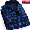 Camisa de Franela Forrada para Hombre Otoño/Invierno 2026, Cuadros Cepillados, Top Casual para Hombres de Mediana Edad, Camisa de Manga Larga para Exportación