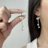 Pendientes Exquisitos de Estilo Coreano con Borla de Ojo de Gato Incrustada de Diamantes Superbrillantes, Elegantes y con Estilo, Pendientes Populares para Damas