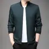 Jaqueta Cruzada Masculina Nova Outono 2026, Roupa para Pais de Meia-Idade, Casaco Masculino Cor Sólida Gola Alta Business Casual Atacado