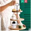 Soporte Europeo Creativo para Postres Bosque Doble Capa Tres Capas Plato para Pastel Mesa de Postres de Madera Bandeja Decorativa Soporte para Pastel Postre
