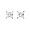 Brincos de Prata Esterlina S925 Quadrados Fashion de Zircônia Estilo Princesa para Mulheres Versáteis Quadrados de Quatro Garras Estilo Cubo de Açúcar Sensação de Luxo Leve
