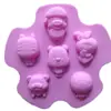 6 personagens de desenho animado pares Net red Gesso molde gelatina branca gelatina infantil boneco de gesso molde de silicone bolo de esmola