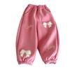 Pantalones de Chándal con Forro de Polar y Lazo para Niña Estilo Otoño e Invierno Pantalones Casuales Engrosados para Bebé Ropa de Invierno Pantalones Estilo Coreano para Niña Pequeña