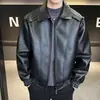 Exclusivo para Ventas TransfronterizasNueva Chaqueta de Cuero PU para Hombre, Estilo Workwear Retro Americano, Resistente y Relajada, Estilo Callejero Old Money