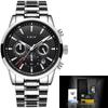 Reloj de cuarzo deportivo para hombre LIGE de comercio exterior, resistente al agua, con correa de acero, doble esfera, multifunción, reloj de pulsera de negocios
