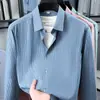 Camisa de manga larga a rayas para hombre de comercio exterior transfronterizo para primavera y otoño, camisa de algodón para hombre sin planchar, cuello camisero, estilo business casual