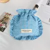 Nova Bolsa de Cordão Xadrez, Bolsa de Armazenamento de Renda de Nicho, Necessaire Multifuncional Portátil, Bolsa de Armazenamento para Pincéis de Maquiagem