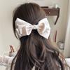 Pinza para el cabello con lazo grande de satén de color sólido, temperamento retro de alta calidad, crema súper hada en la parte posterior, pinza de resorte