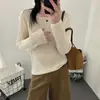 Suéter de punto holgado a rayas con bloques de color y cuello redondo estilo retro coreano para mujer, top elegante de otoño e invierno