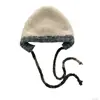 Gorro de felpa tejido personalizado para circunferencia de cabeza grande para mujer 2026 Nuevo Otoño e Invierno Engrosado Cálido Gorro de lana que hace que la cara parezca más pequeña, Color Blanco