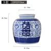 Pote Azul e Branco Dupla Felicidade Jingdezhen Pote de Armazenamento Antigo Pote de Chá Azul e Branco Dispositivo para Arranjo de Flores Secas Hidropônicas para Pousada Casa
