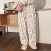 Calça de Pijama Feminina Gatinho Graffiti Desenho Animado Fofo Casual para Casa Pode Ser Usada Fora Estilo Feminino Estampada Preguiçosa Cool Repelente de Mosquitos Calça