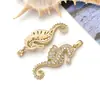 DIY Vida Marina Dorada Chapado en Cobre Oro Real de 18K Fuerte Retención de Color Broche de Girasol Colgante de Circonita Dijes Accesorios de Joyería