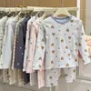 Conjunto de ropa interior térmica de otoño e invierno para niños, algodón puro, para niños y niñas, incluye camisetas de manga larga y pantalones largos, adecuado para usar en casa y como pijama