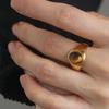 Anillo Joyería de Acero Inoxidable Oro 18K Europeo y Americano con Piedra Ojo de Tigre Ovalada Obsidiana Anillo de Acero de Titanio Elegante Retro