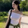Comércio Exterior Roupas Femininas de Dongdaemun, Coreia, Verão 2026 Novo Estilo Sexy Ombro a Ombro Decote Um Ombro Slim Fit Cropped