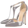 Abastecimiento transfronterizo Zapatos de moda europeos y americanos Puntiagudos Dorados Romanos Tacón de aguja Zapatos de mujer AliExpress Talla grande Tacones altos