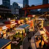 Tiendas contenedor, atracciones turísticas de moda, calles comerciales, cafeterías, tiendas de té de burbujas y puestos móviles en contenedores.